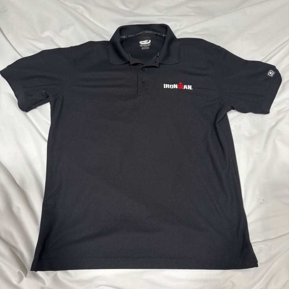 IRONMAN Black Performance Polo Ogio Tech Men's Size Large